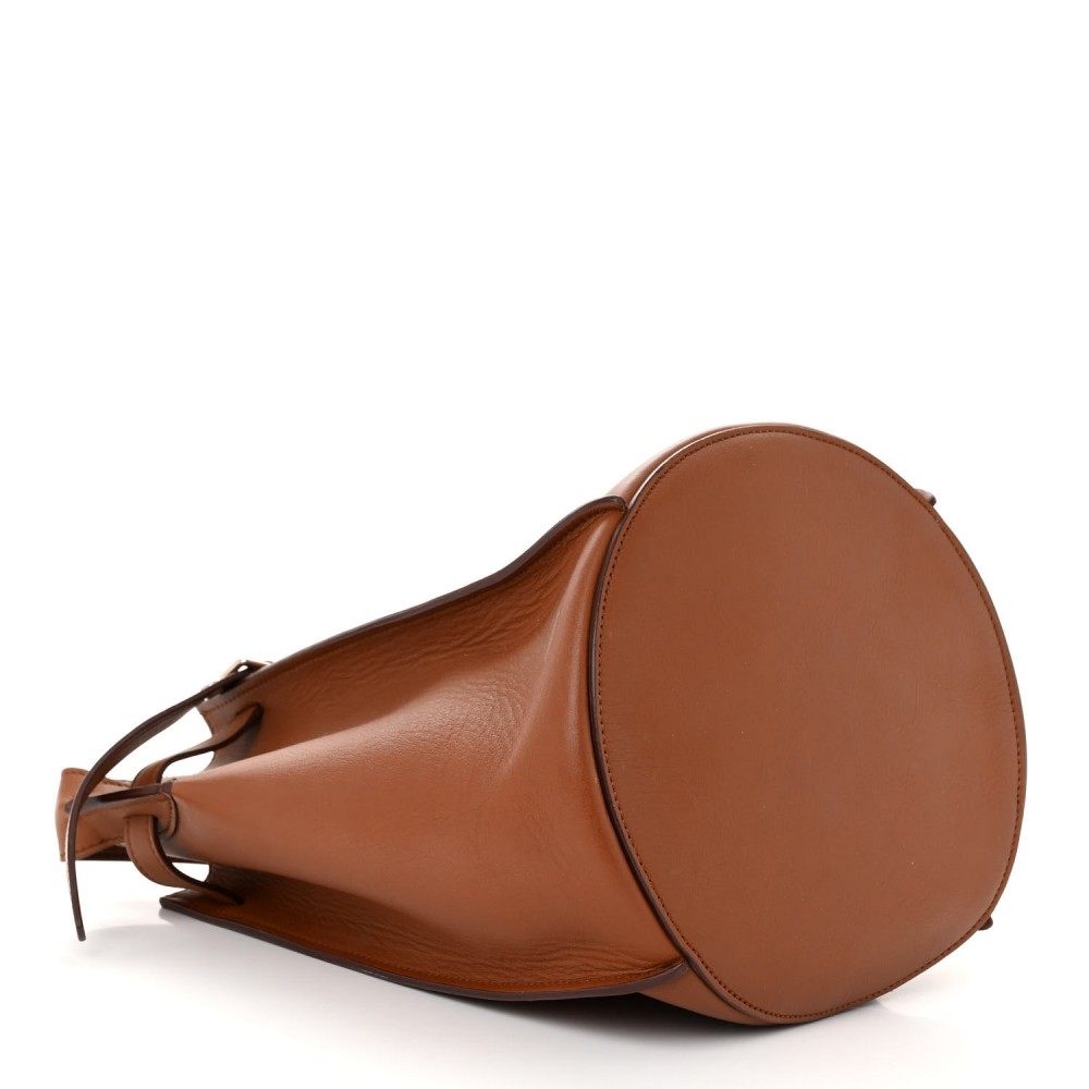 Smooth Calfskin Long Strap Big Bucket Bag Tan