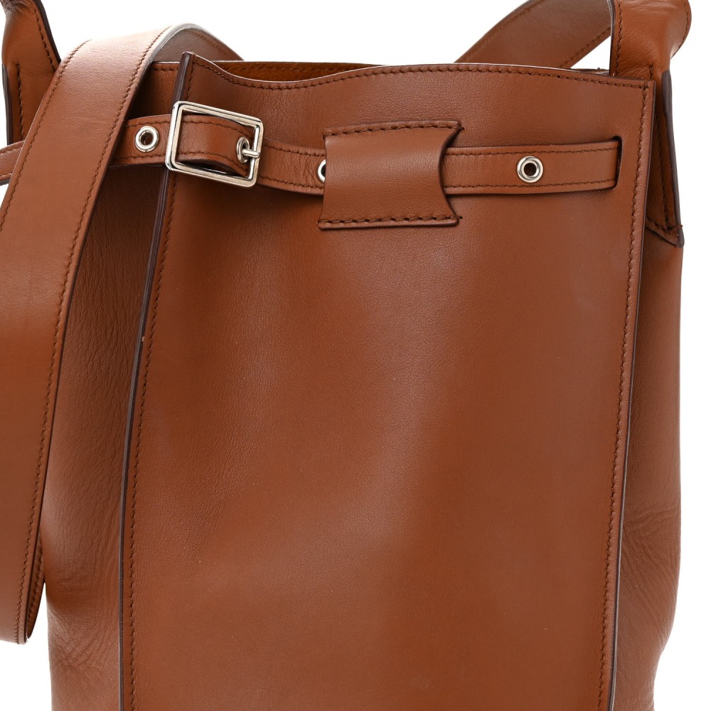 Smooth Calfskin Long Strap Big Bucket Bag Tan