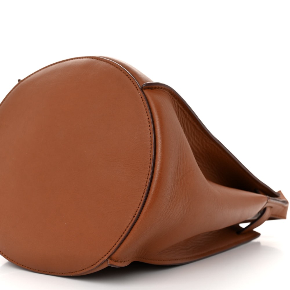 Smooth Calfskin Long Strap Big Bucket Bag Tan