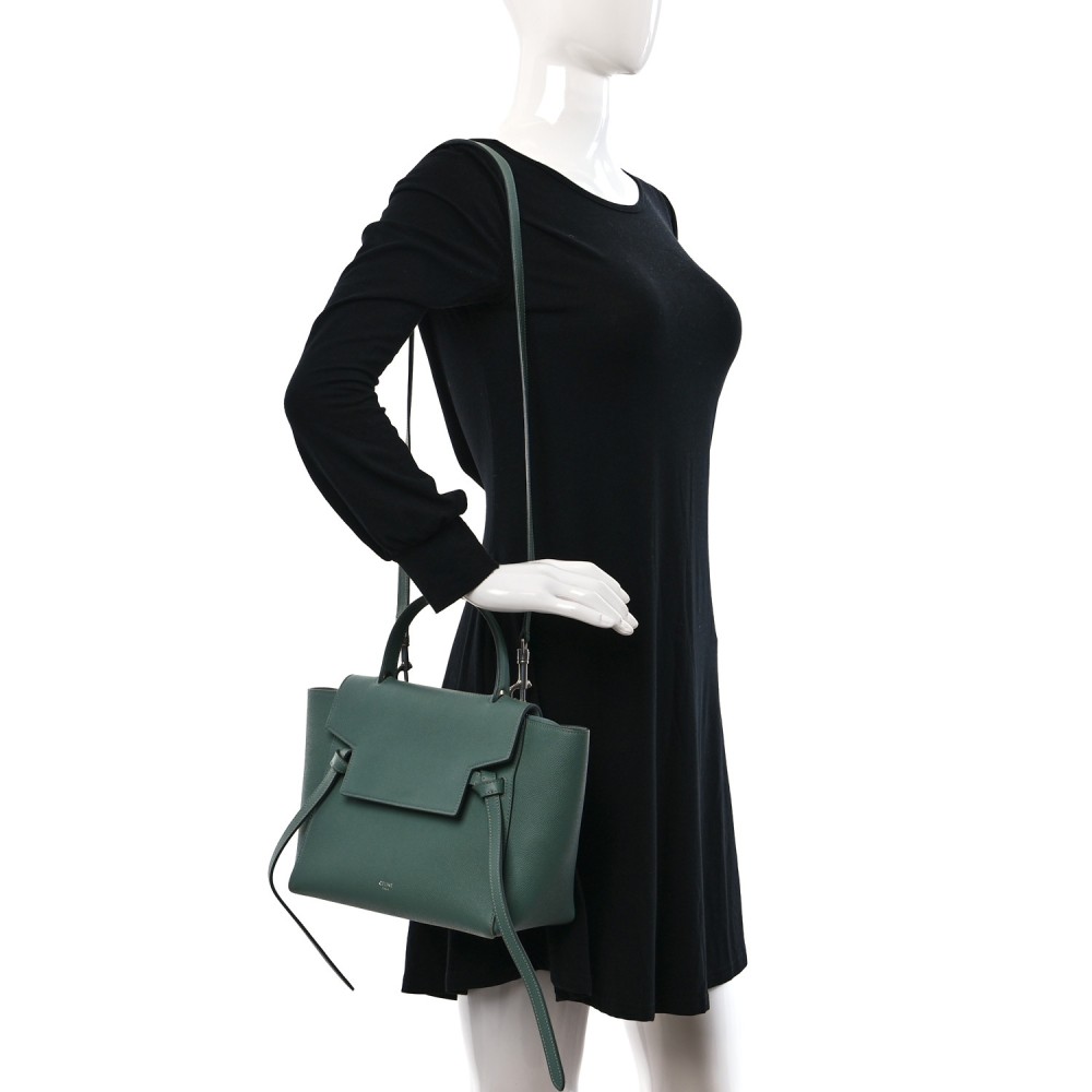 Grained Calfskin Micro Belt Bag Celadon