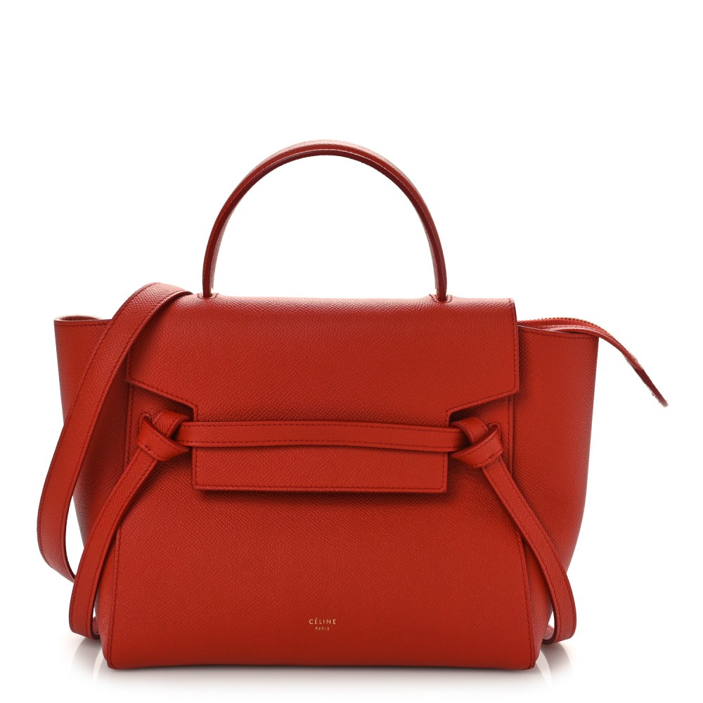 Grained Calfskin Micro Belt Bag Fox Red