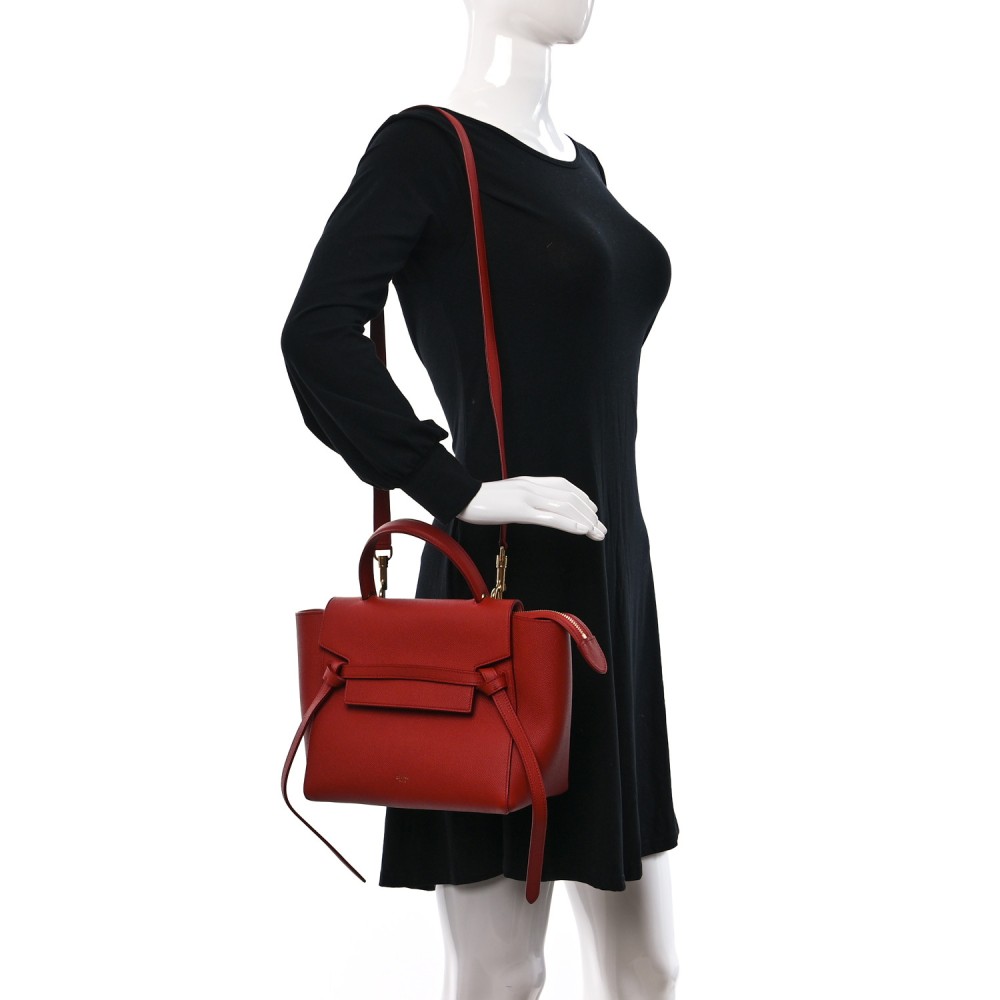 Grained Calfskin Micro Belt Bag Fox Red