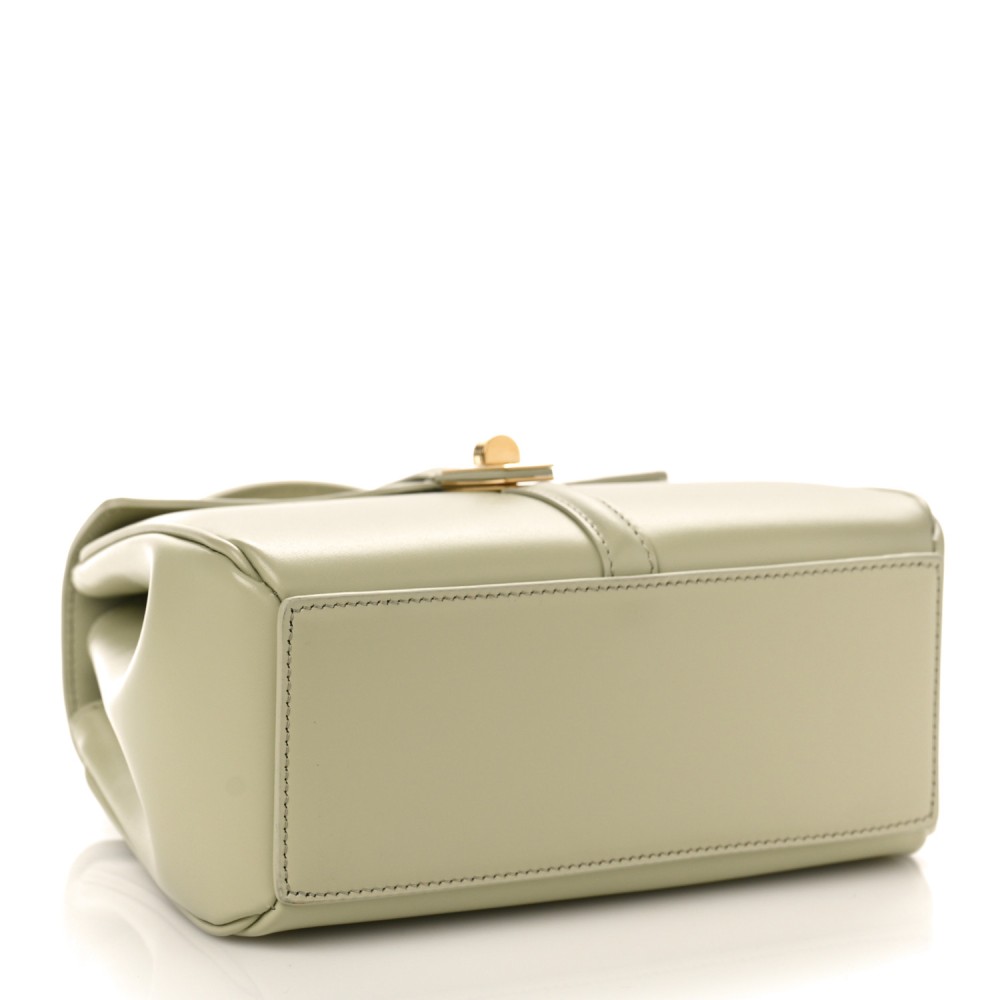 Satinated Calfskin Mini 16 Top Handle Bag Almond Green