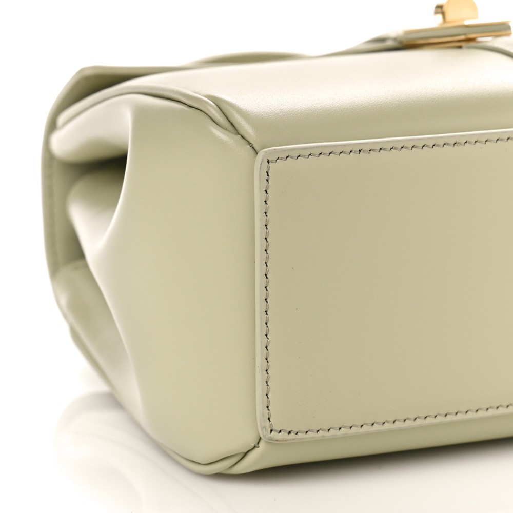 Satinated Calfskin Mini 16 Top Handle Bag Almond Green