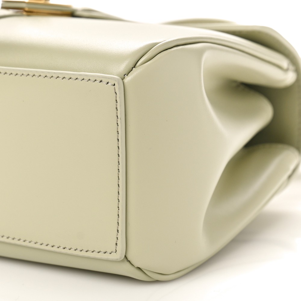 Satinated Calfskin Mini 16 Top Handle Bag Almond Green