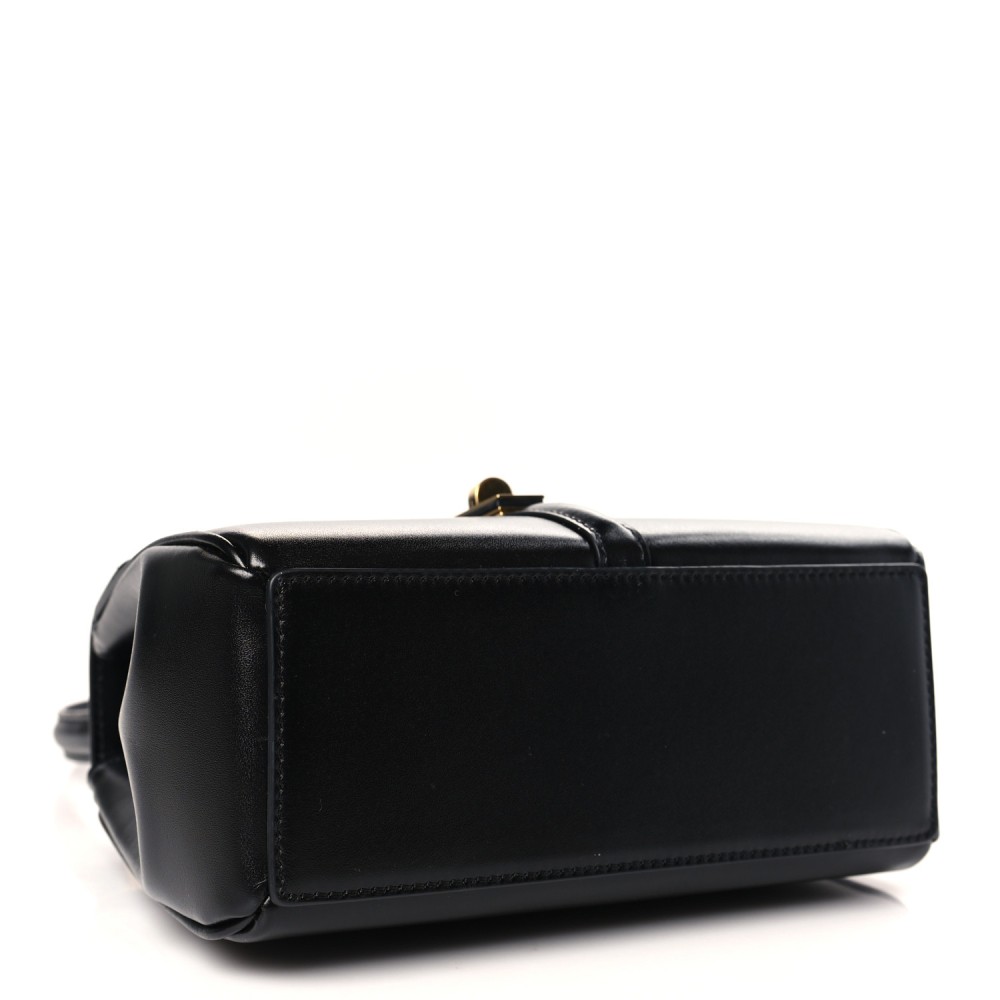 Satinated Calfskin Mini 16 Top Handle Bag Black