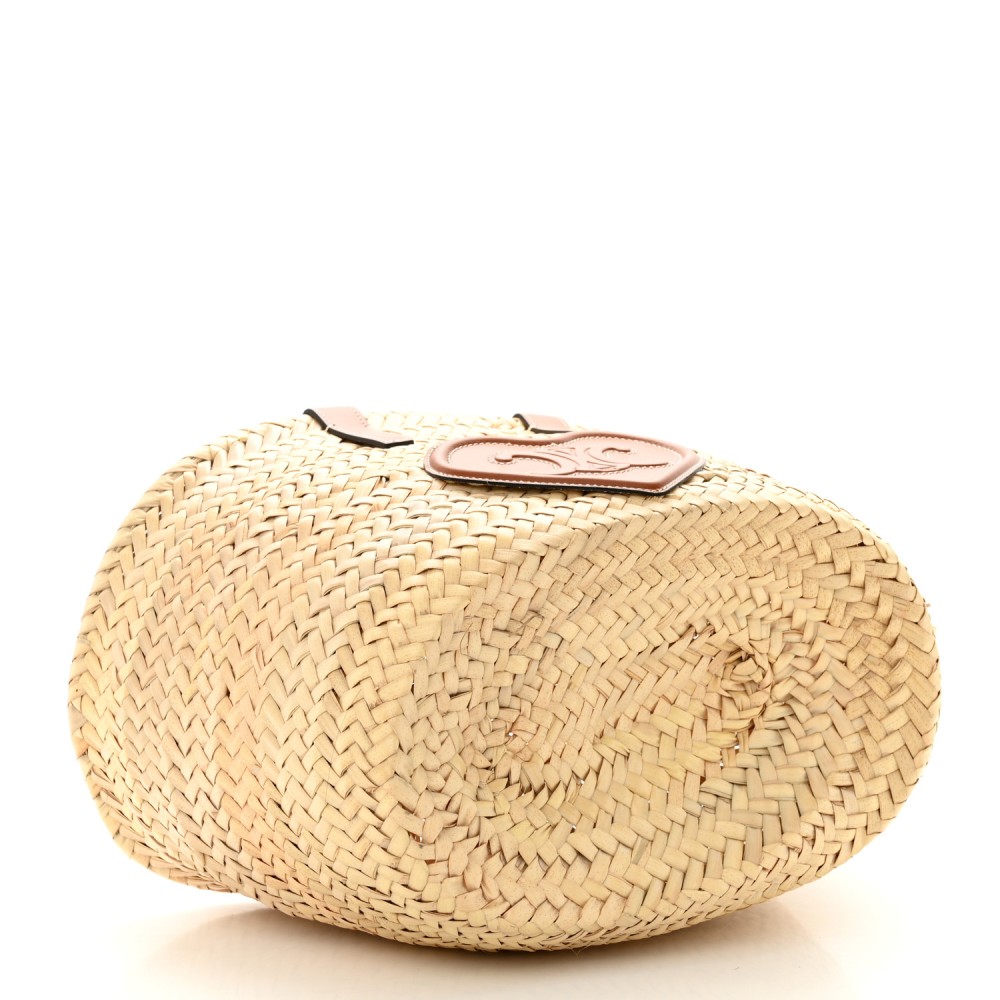 Raffia Calfskin Heart Triomphe Teen Panier Tan