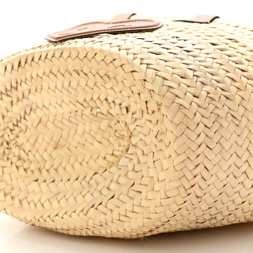 Raffia Calfskin Heart Triomphe Teen Panier Tan