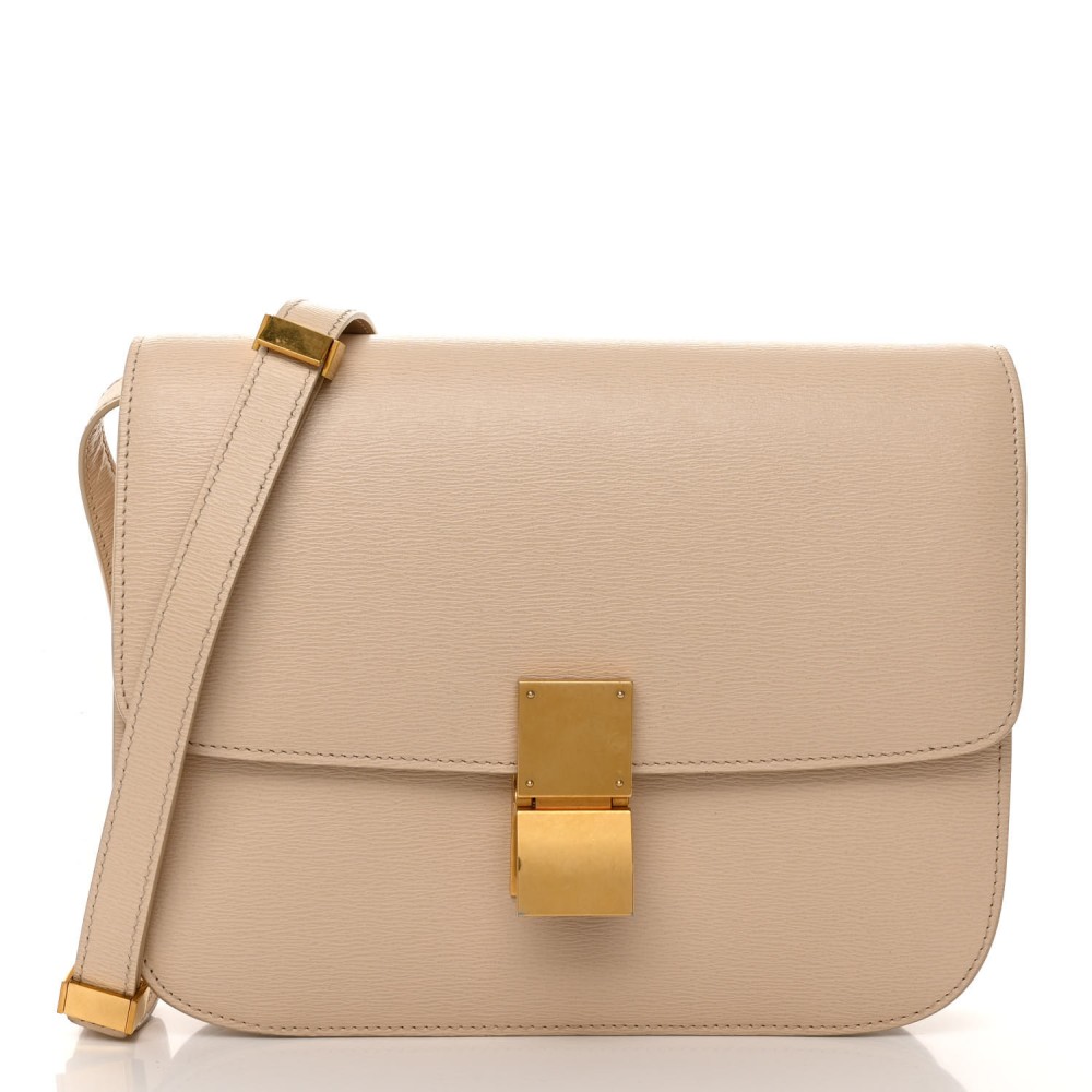 Liege Calfskin Medium Classic Box Flap Bag Powder