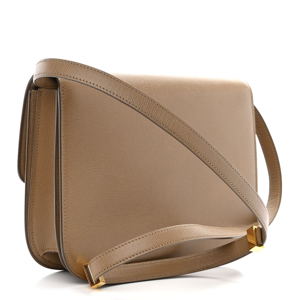 Liege Calfskin Medium Classic Box Flap Bag Taupe