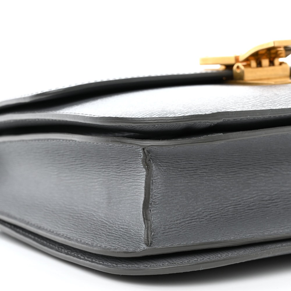 Liege Calfskin Medium Classic Box Flap Bag Medium Grey