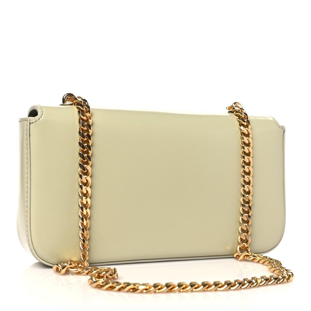 Shiny Calfskin Triomphe Chain Shoulder Bag Almond Green