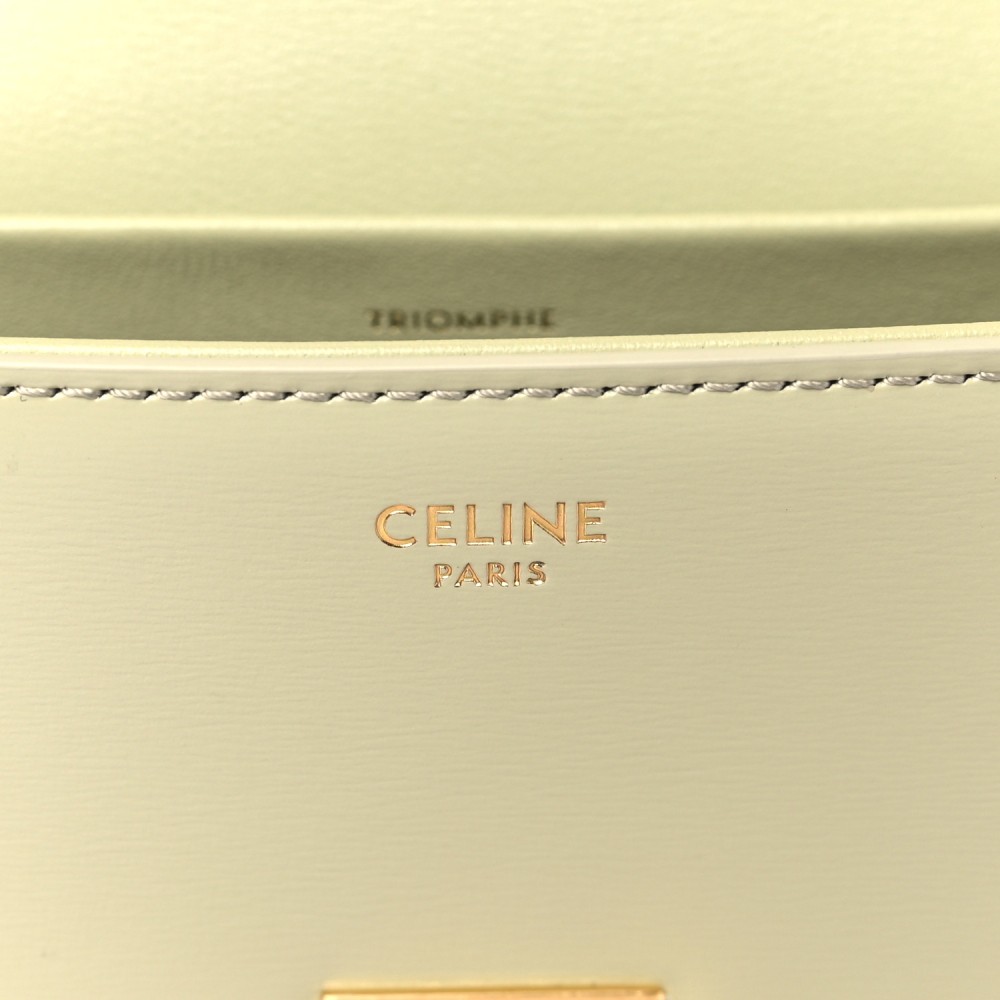 Shiny Calfskin Triomphe Chain Shoulder Bag Almond Green