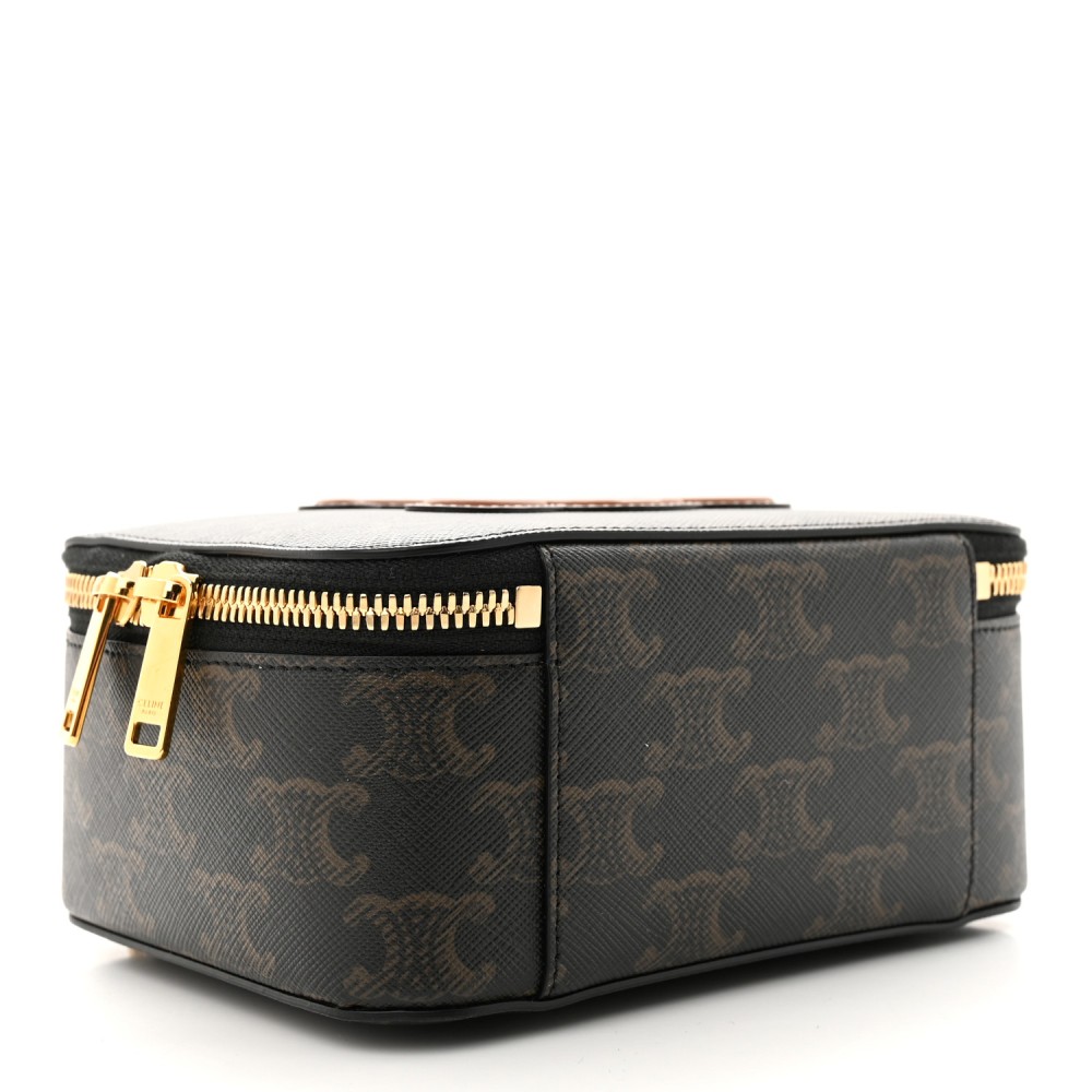 Triomphe Canvas Calfskin Cuir Box On Chain Tan