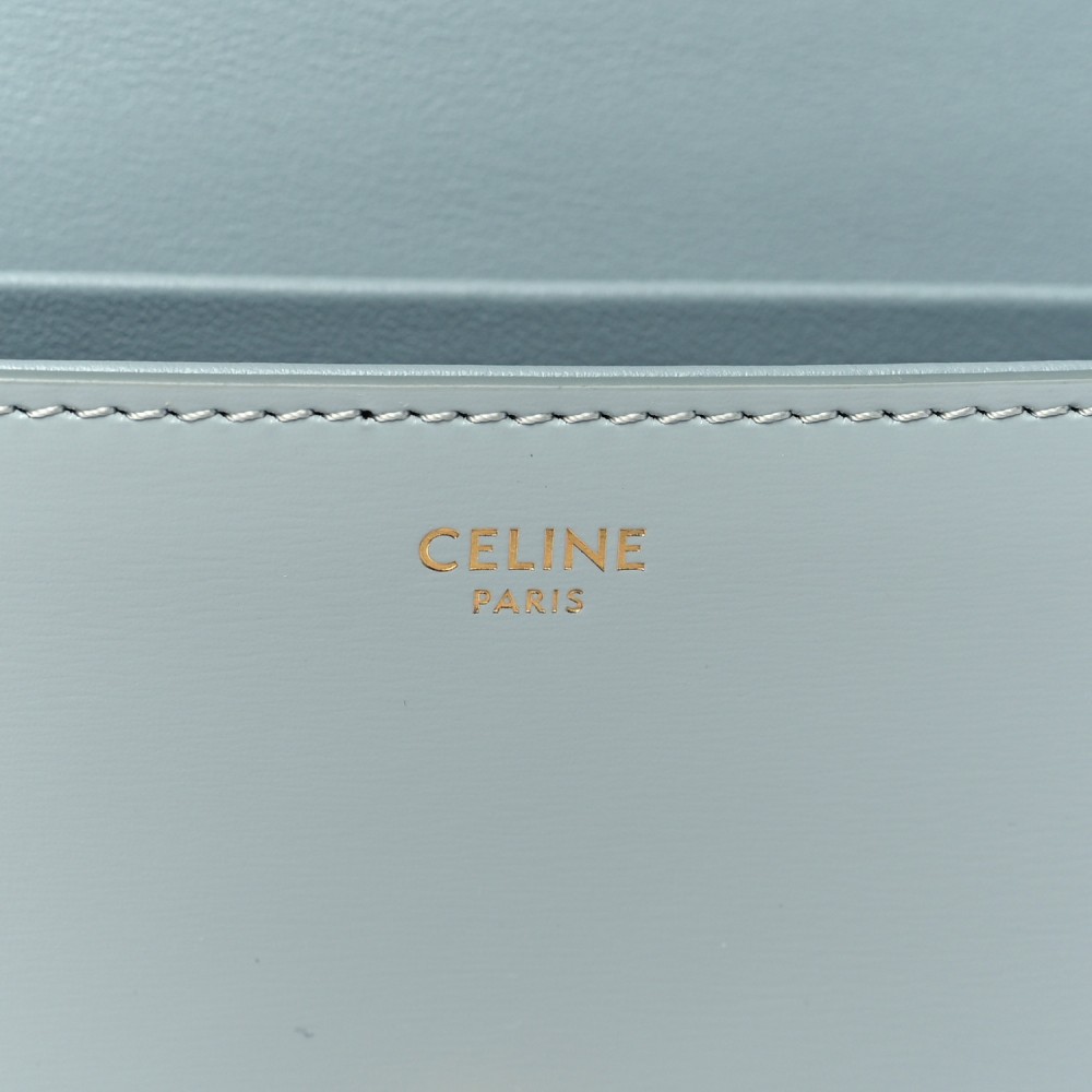 Shiny Calfskin Cuir Triomphe Chain Shoulder Bag Ice Blue