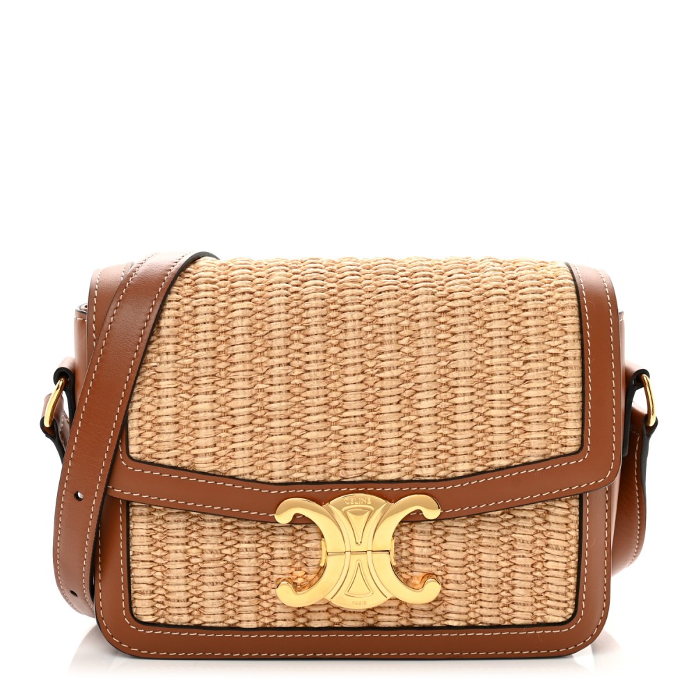 Raffia Calfskin Teen Triomphe Natural Tan