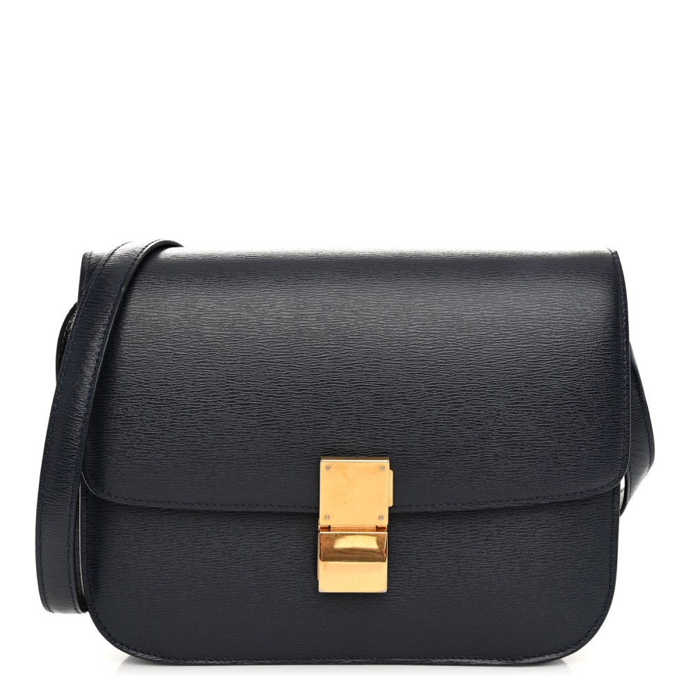 Liege Calfskin Medium Classic Box Flap Bag Dark Blue