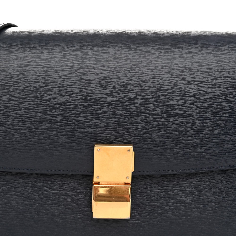 Liege Calfskin Medium Classic Box Flap Bag Dark Blue