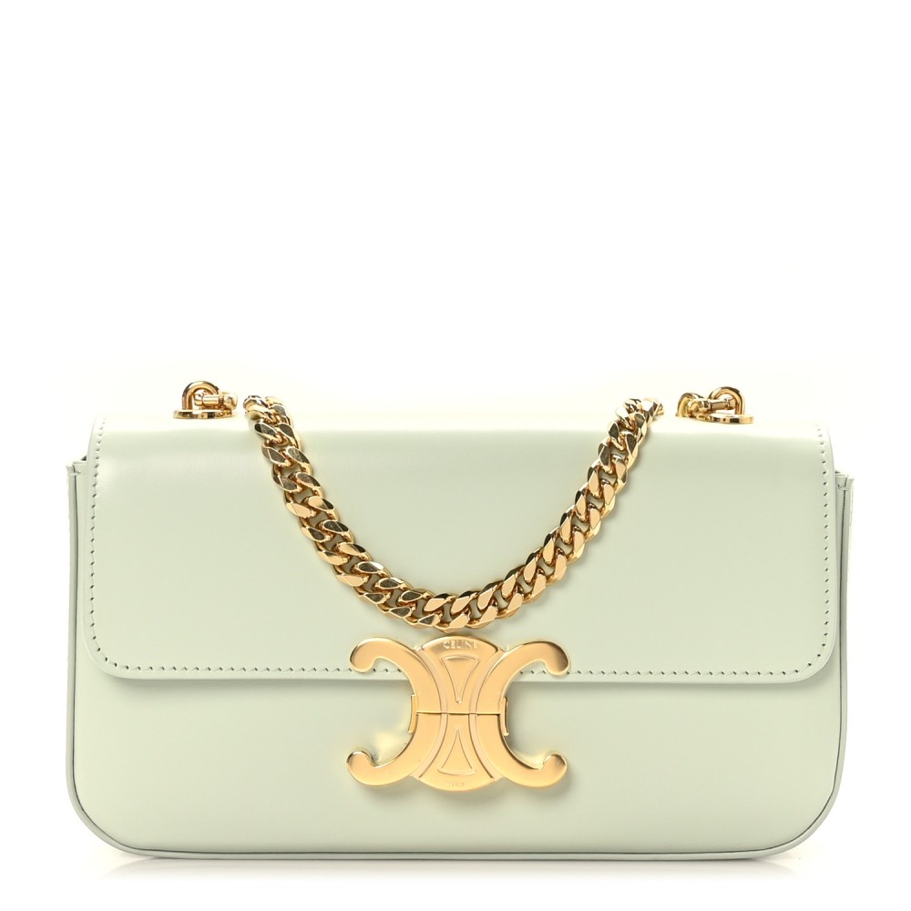 Shiny Calfskin Triomphe Chain Shoulder Bag Jade