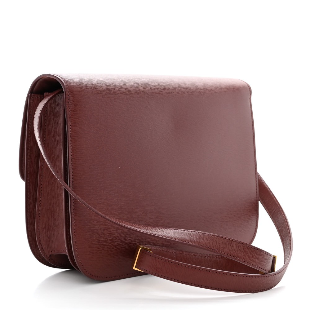 Liege Calfskin Medium Classic Box Flap Bag Burgundy