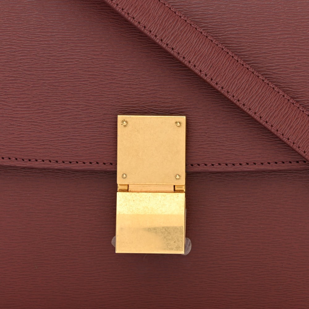 Liege Calfskin Medium Classic Box Flap Bag Burgundy