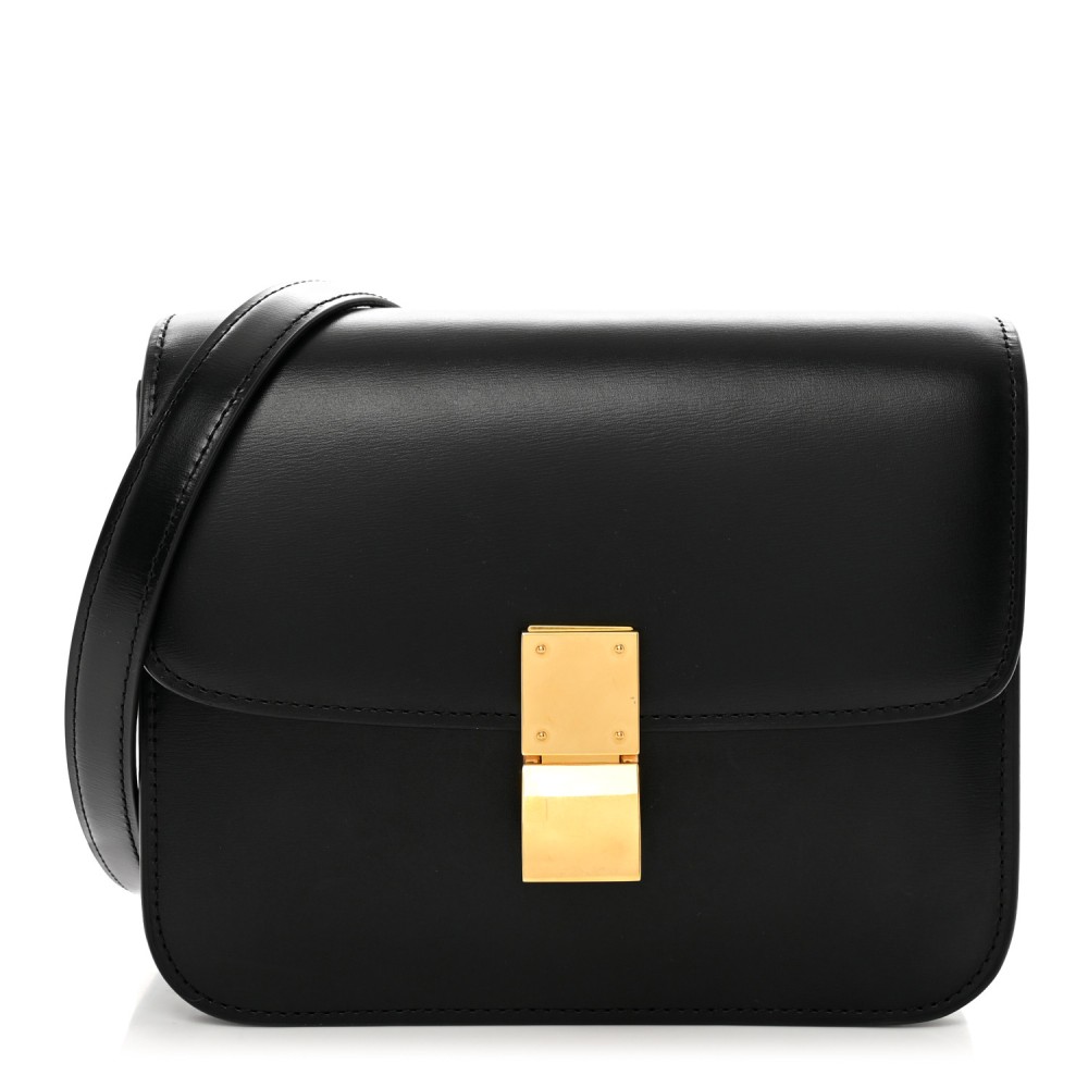 Box Calfskin Teen Classic Box Flap Bag Black