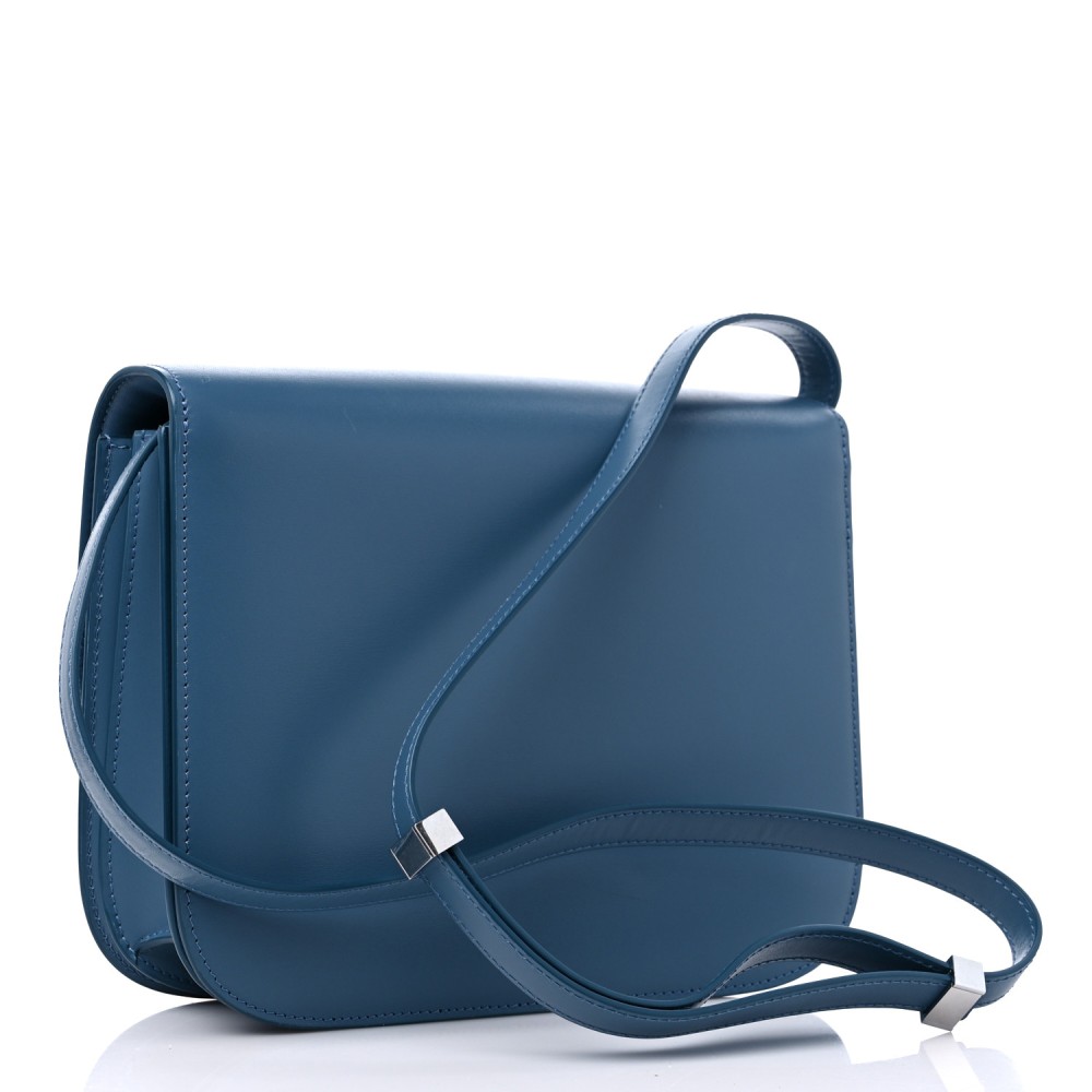 Box Calfskin Medium Classic Box Flap Bag Slate Blue