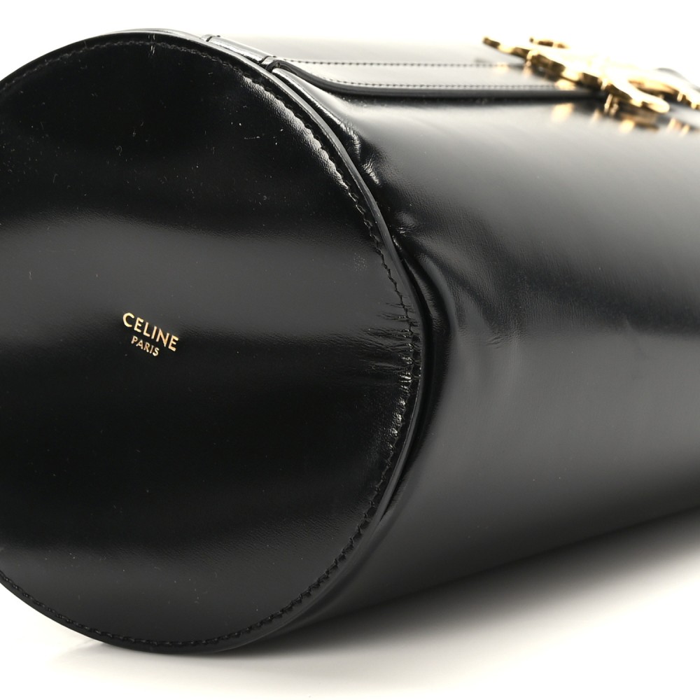 Shiny Calfskin Triomphe Bucket Bag Black