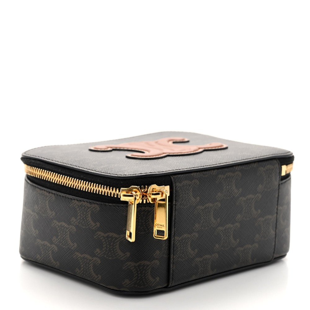 Triomphe Canvas Calfskin Cuir Box On Chain Tan