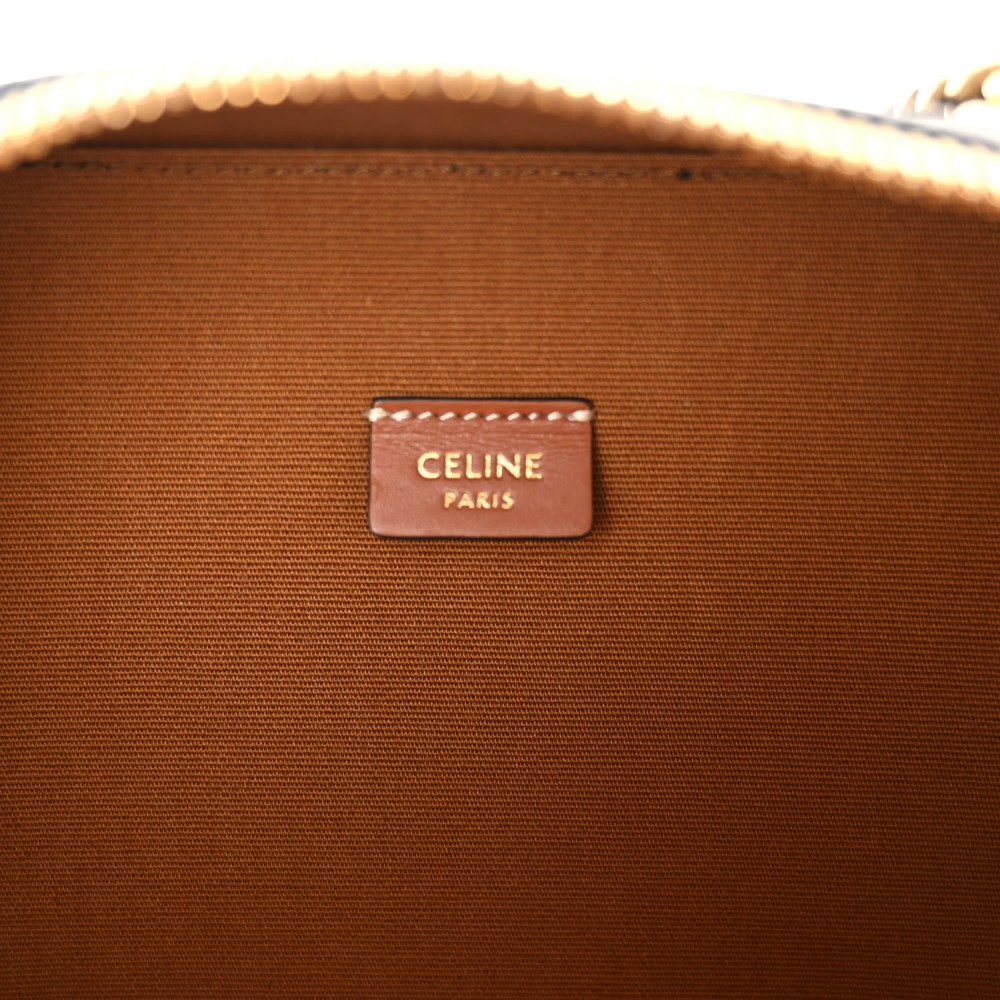 Triomphe Canvas Calfskin Cuir Box On Chain Tan