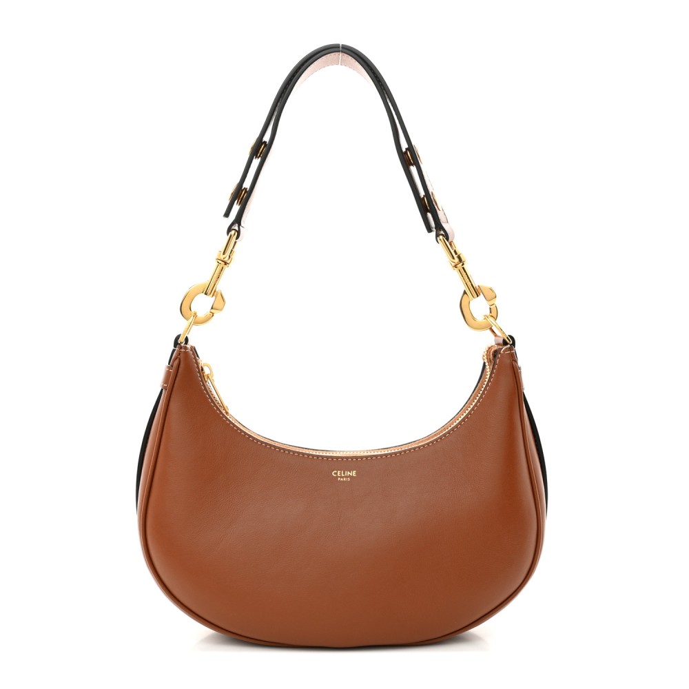 Smooth Calfskin Medium Strap Ava Shoulder Bag Tan