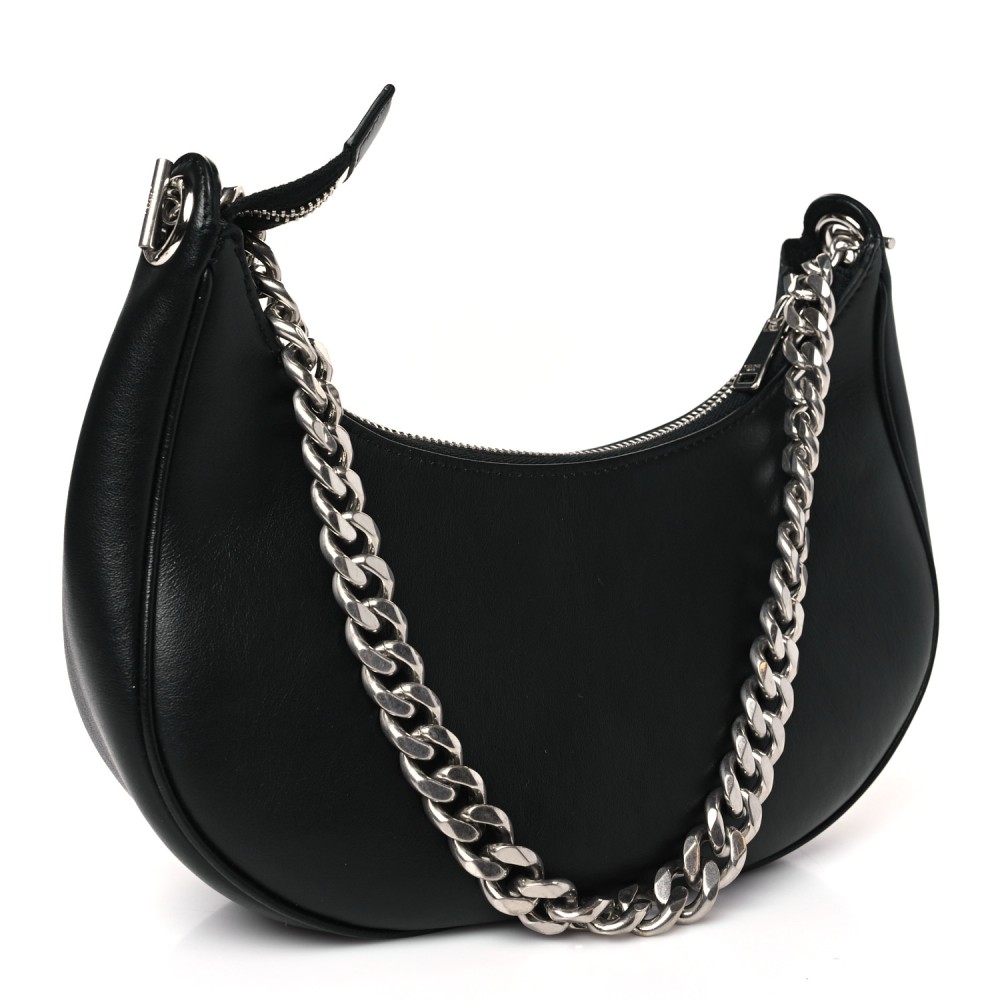 Smooth Calfskin Chain Strap Ava Shoulder Bag Black