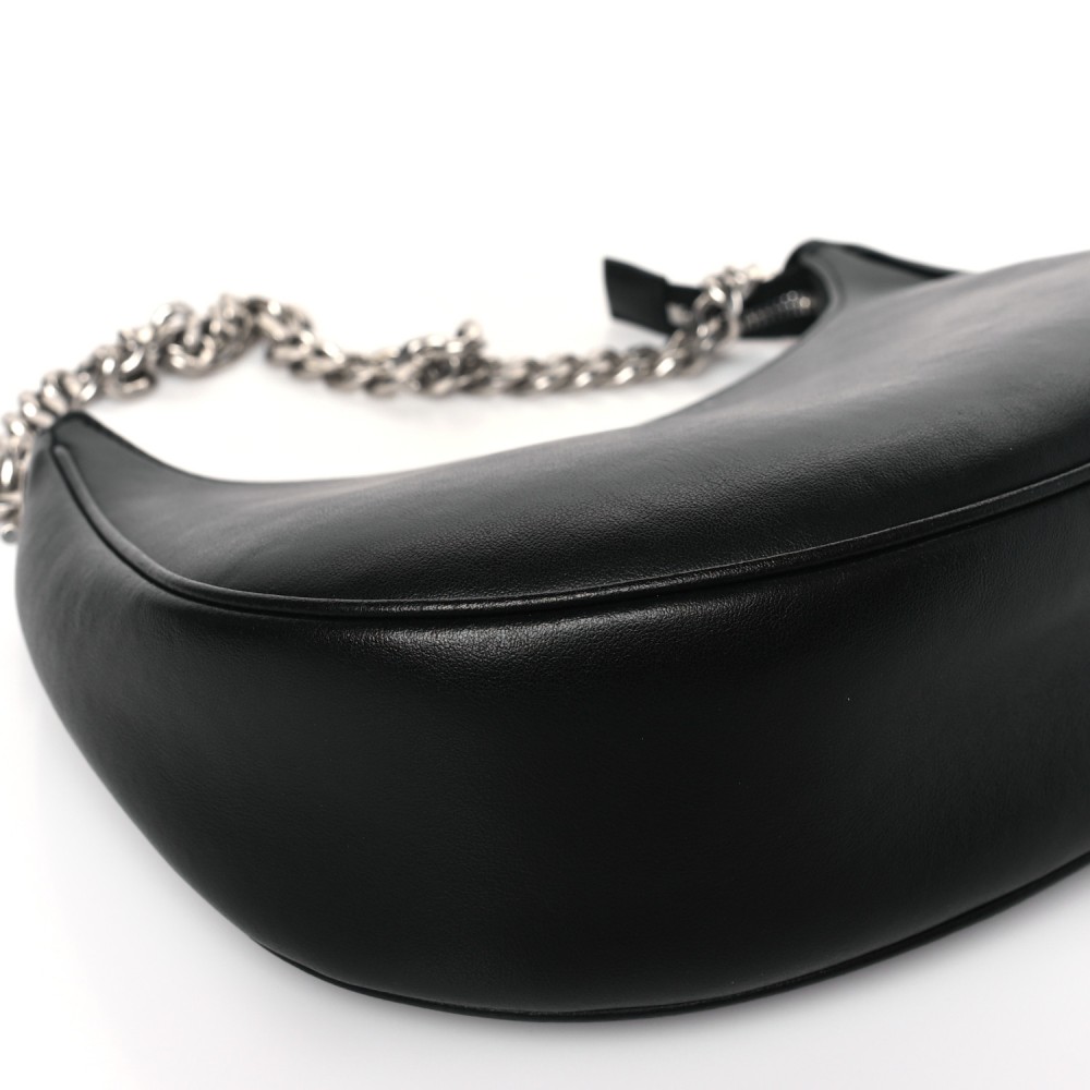 Smooth Calfskin Chain Strap Ava Shoulder Bag Black