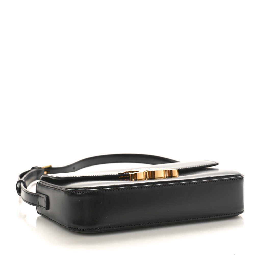 Shiny Calfskin Triomphe Shoulder Bag Black