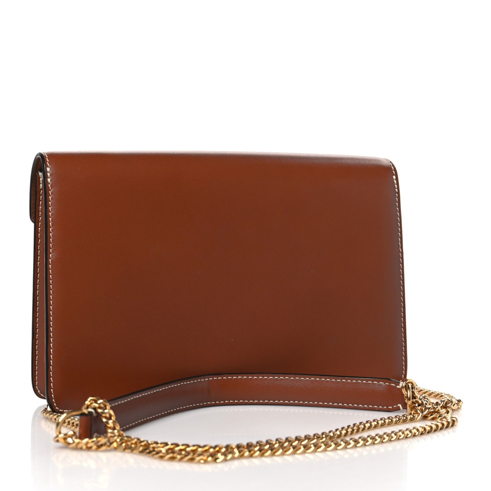 Shiny Calfskin Triomphe Margo Wallet on Chain Gold