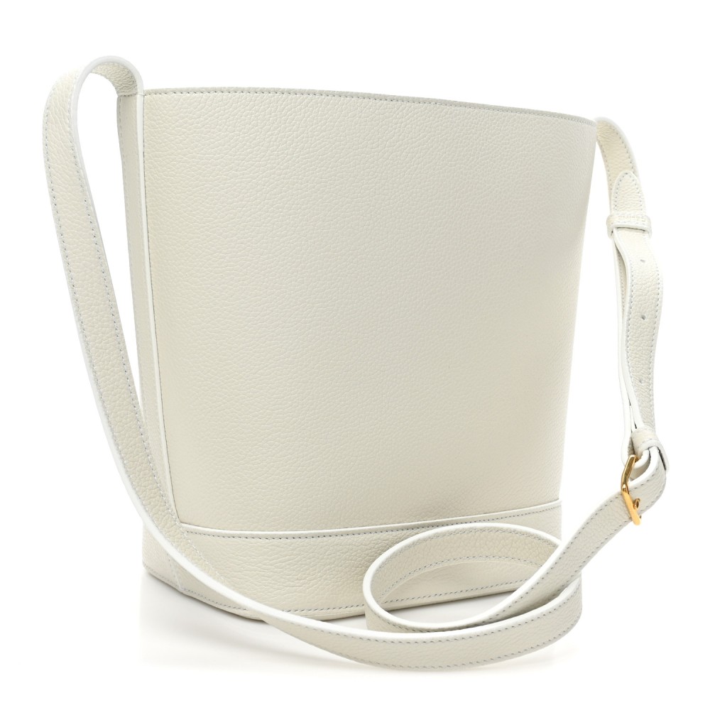 Grained Calfskin Small Cuir Triomphe Bucket Bag White