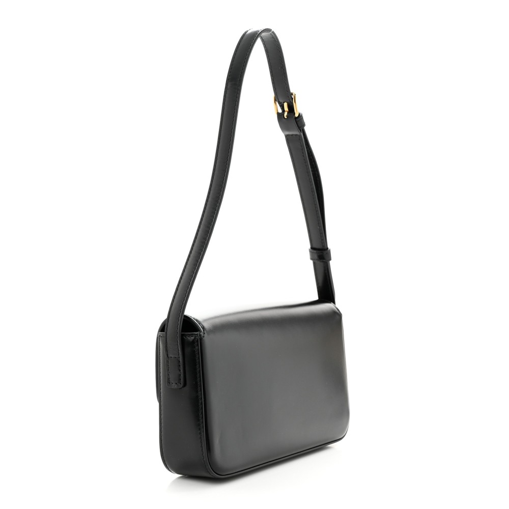 Shiny Calfskin Triomphe Shoulder Bag Black