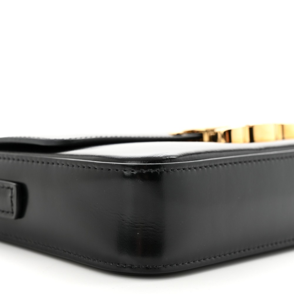 Shiny Calfskin Triomphe Shoulder Bag Black