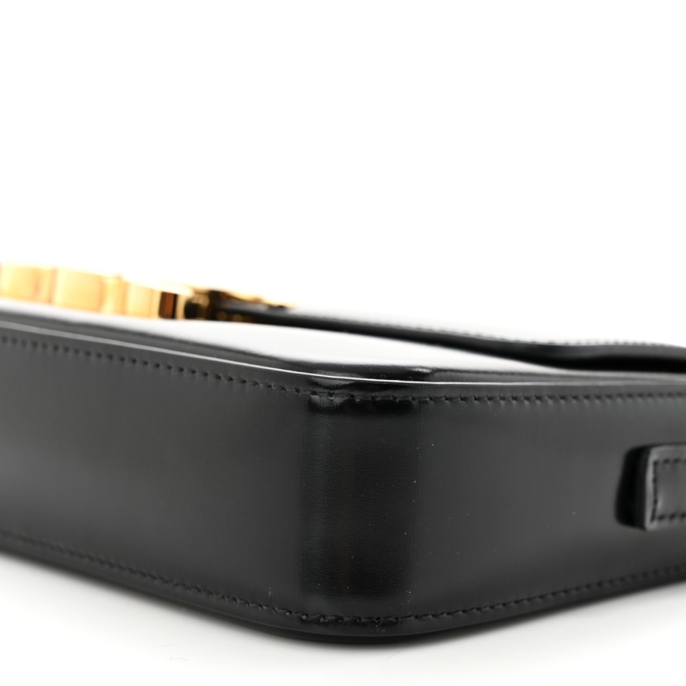 Shiny Calfskin Triomphe Shoulder Bag Black