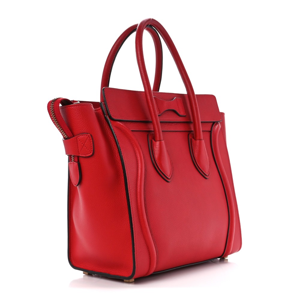 Drummed Calfskin Micro Luggage Red