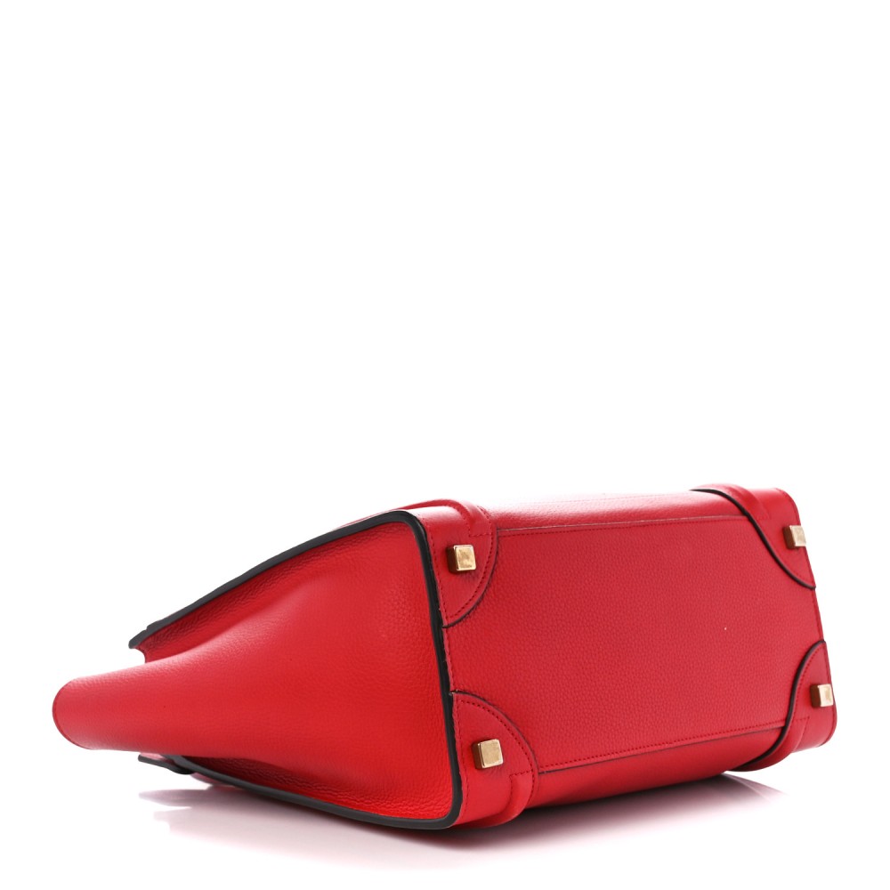 Drummed Calfskin Micro Luggage Red