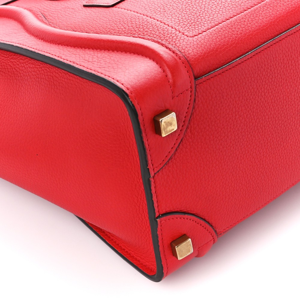 Drummed Calfskin Micro Luggage Red