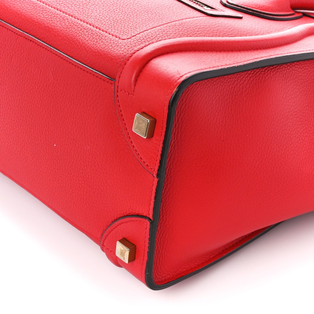 Drummed Calfskin Micro Luggage Red