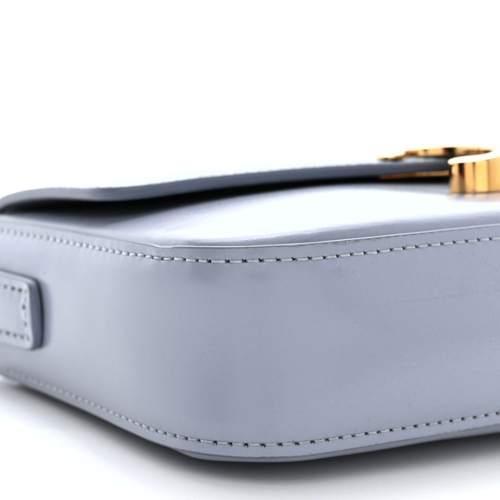 Shiny Calfskin Triomphe Shoulder Bag Artic Blue