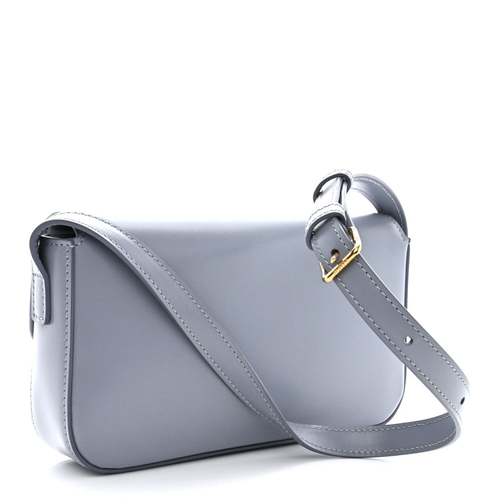 Shiny Calfskin Triomphe Shoulder Bag Artic Blue