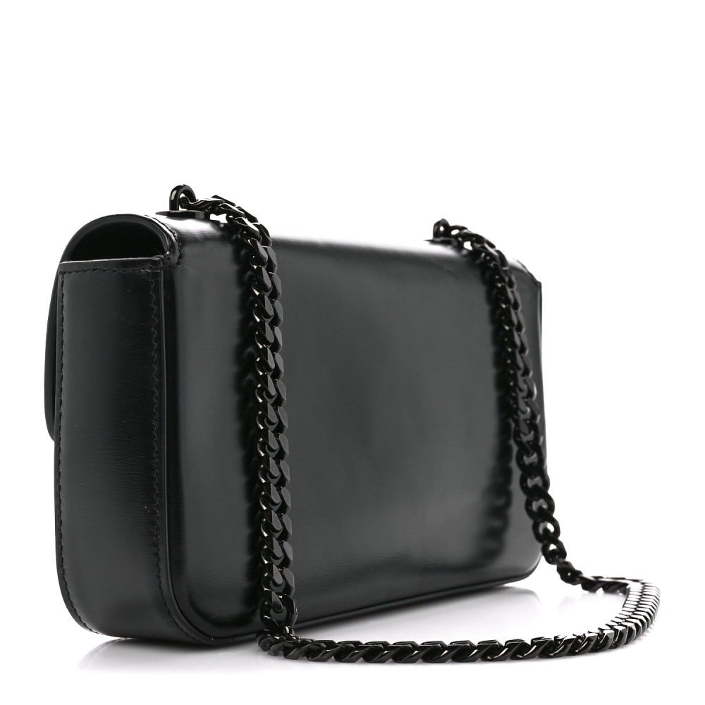 Shiny Calfskin Cuir Triomphe Chain Shoulder Bag Black