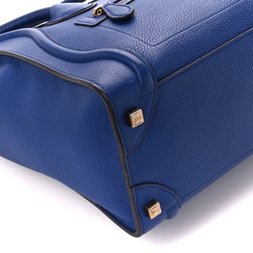 Drummed Calfskin Micro Luggage Indigo