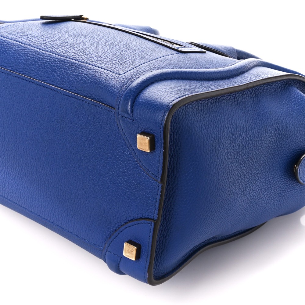 Drummed Calfskin Micro Luggage Indigo