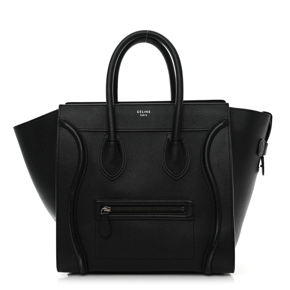 Drummed Calfskin Mini Luggage Black