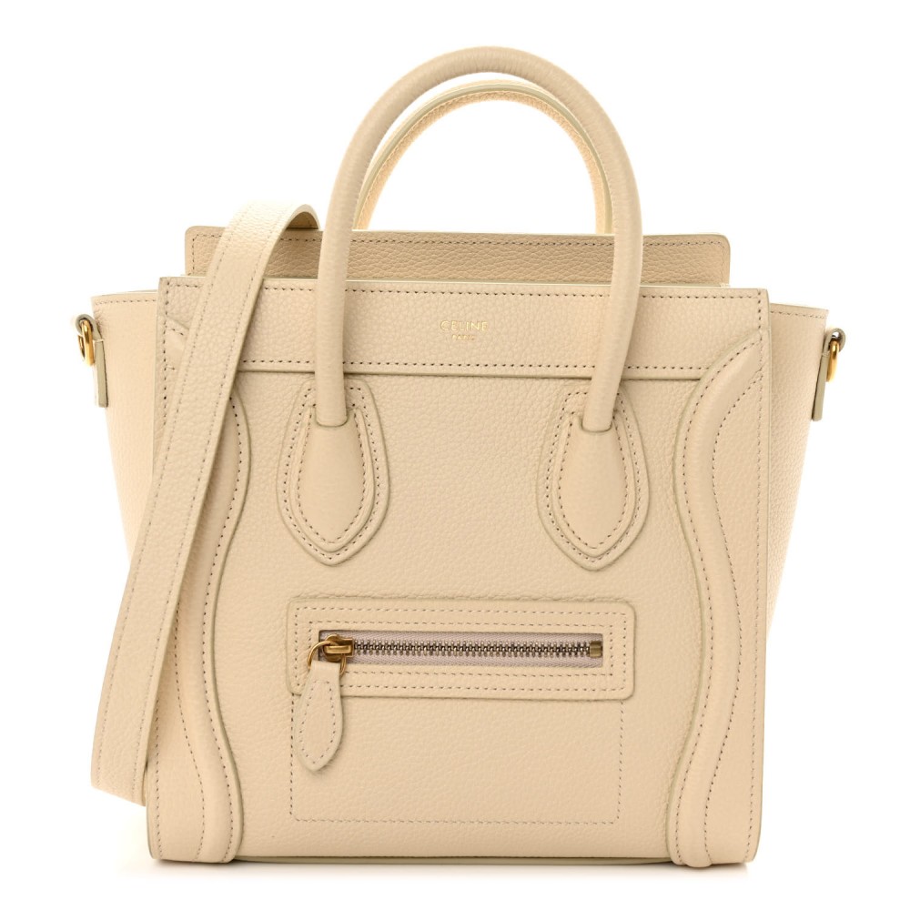 Drummed Calfskin Nano Luggage Ivory